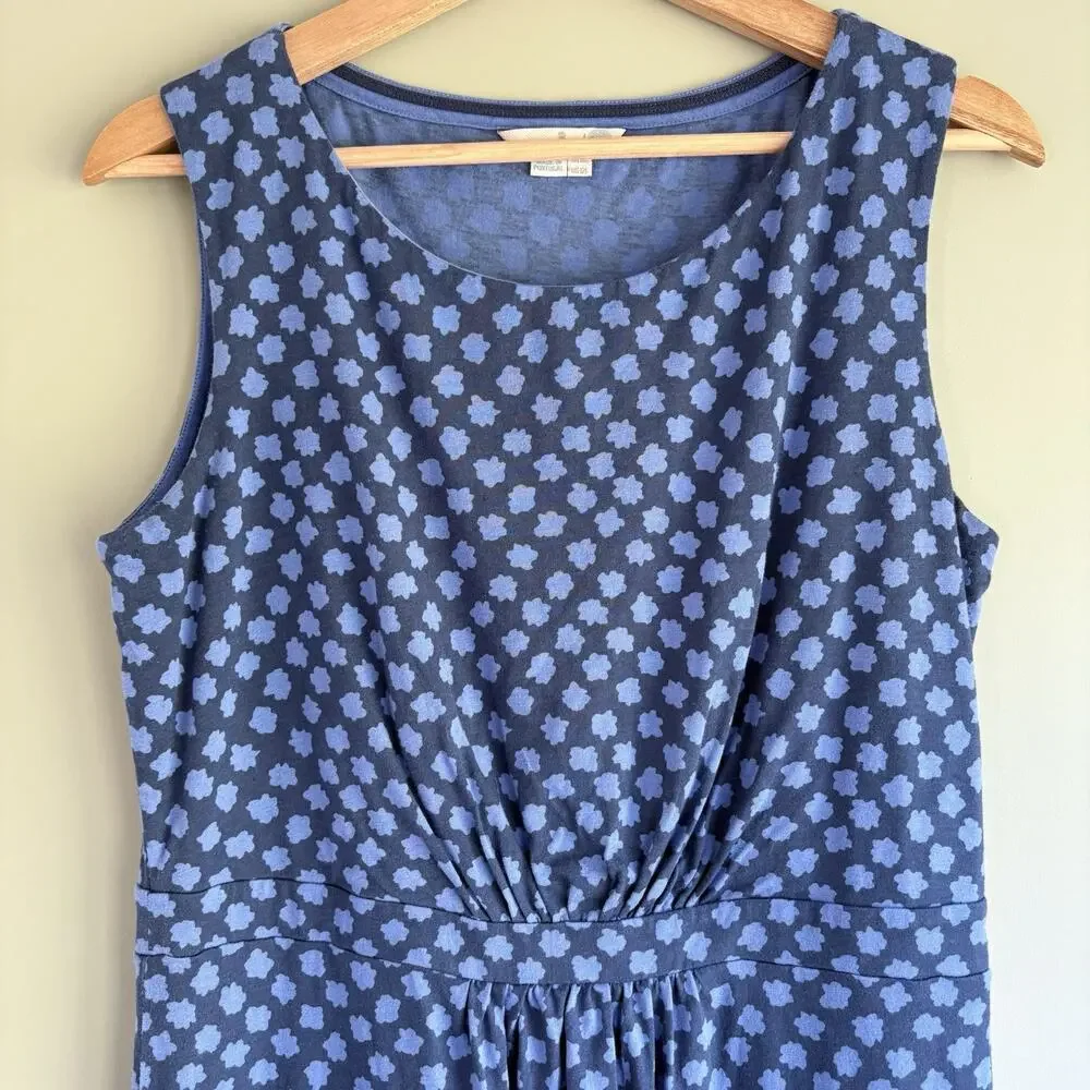 BODEN Floral Polka Dot Sleeveless Cotton Modal Dress Blue Casual 12 Long - Picture 2 of 10